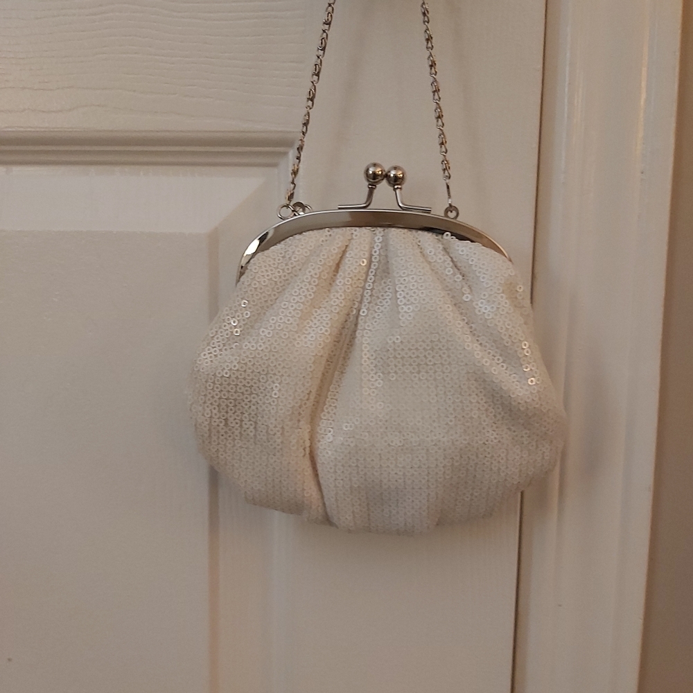 Small white evening purse